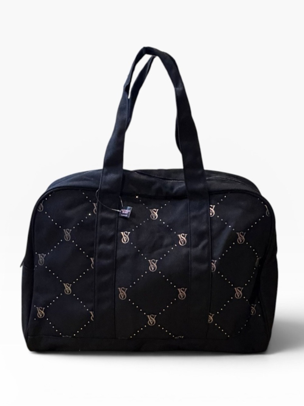 Victoria's Secret Black Quilted Duffle Tote Bag
